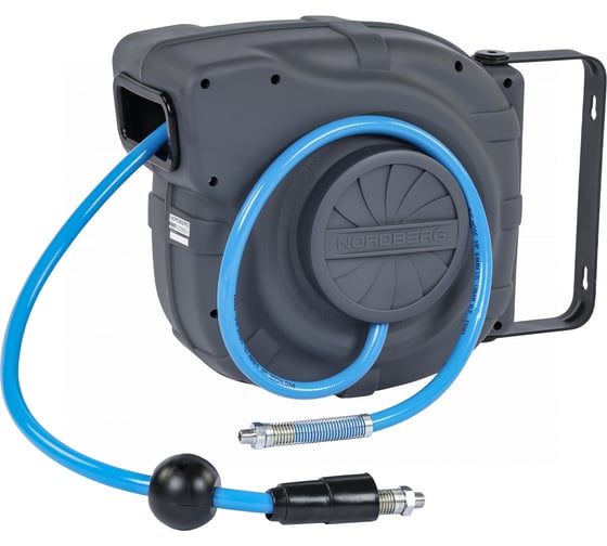 Шланг воздушный на катушке ПВХ, 10x16 мм 14+1 м, серый корпус NORDBERG 2115-10G