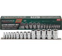 Набор торцевых головок 1/2"&1/4"&3/8"DR звездочка E4-24 14 предметов Rockforce RF-4158(11711)