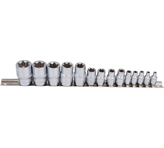 Набор торцевых головок 1/2"&1/4"&3/8"DR звездочка E4-24 14 предметов Rockforce RF-4158(11711)