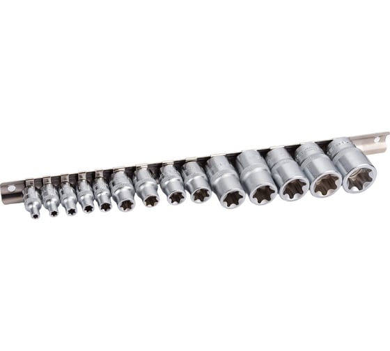Набор торцевых головок 1/2"&1/4"&3/8"DR звездочка E4-24 14 предметов Rockforce RF-4158(11711)