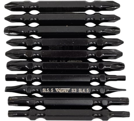 Набор двусторонних бит 65 мм, S3, 10 шт WURZ 4202