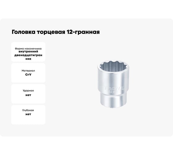Головка торцевая 12-гранная 28 мм, 3/4"DR TOPTUL BAEB2428