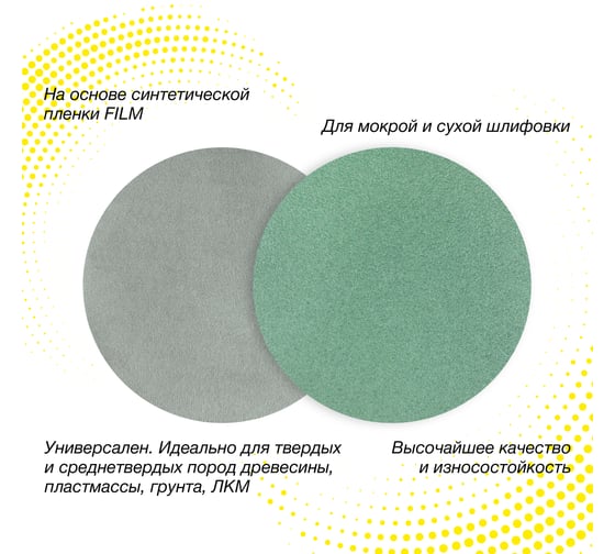 Круг шлифовальный на пленке GREEN 150 мм, без отв., Р1500, 10 шт Deerfos 4673751374001