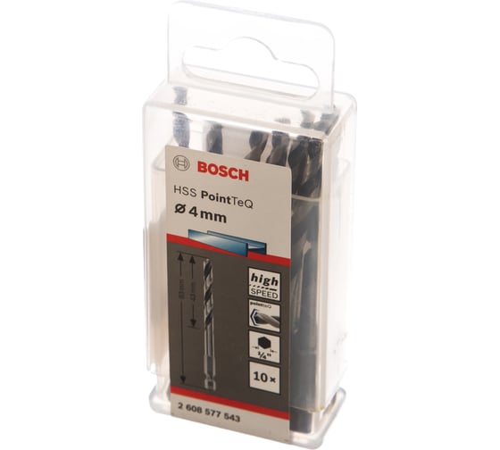Набор 10 сверл (HSS PointTeQ; HEX 4.0 мм) по металлу Bosch 2608577543