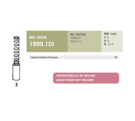 Комплект графитовых щеток Festool OEM 489632/490714/as, комплект 2 шт Asein 1999.10J