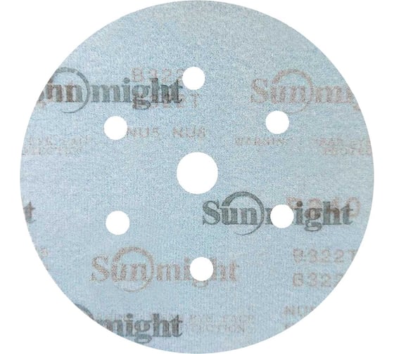 Круг шлифовальный на бумаге B322 150 мм, 6+1 отв., Р60, 10 шт SUNMIGHT 4673751373233