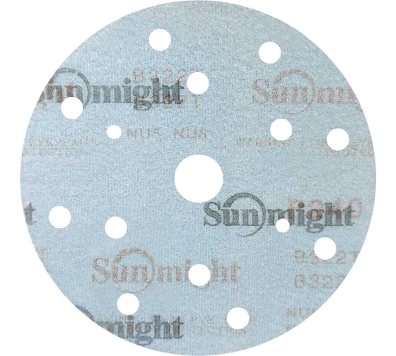 Круг шлифовальный на бумаге B322 150 мм, 15 отв., Р60, 10 шт SUNMIGHT 4673751373349