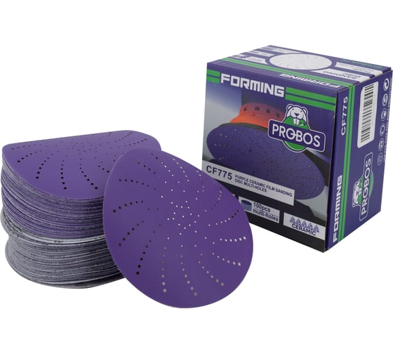 Круг шлифовальный c мультипылеотводом Purple P400, CERAMIC FILM Hookit CF775, 125 мм, 10 шт PROBOS 77505058-10 1