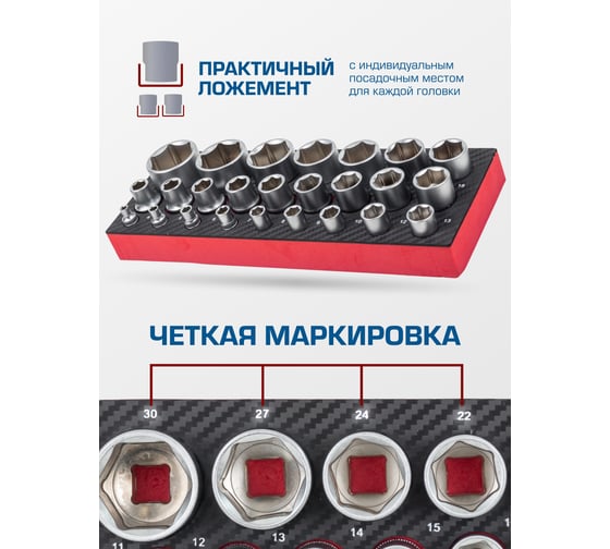 Головки 6-гранные 1/4"DR, 1/2"DR, 25 предметов Forsage F-50121G(57684)