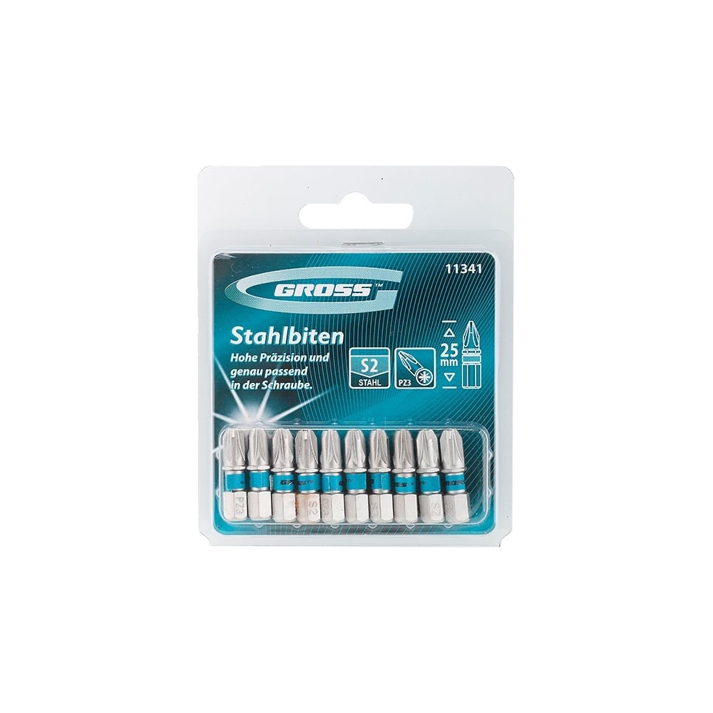 Набор бит (10 шт; РZ3; 25 мм; сталь S2) GROSS 11341 - выгодная цена ...