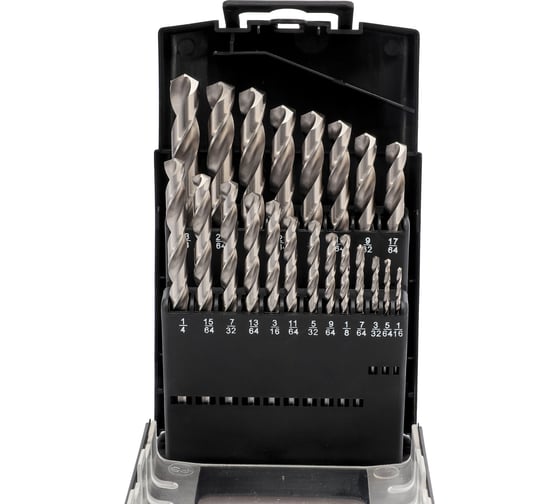 Набор сверл по металлу 1/16" - 3/8", DIN338, HSS-G, 135°, 21 шт H-Tools 214850ROHT