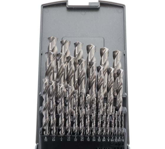 Набор сверл по металлу 1/16"-1/2", DIN338, HSS-G, 135°, 29 шт H-Tools 214851ROHT