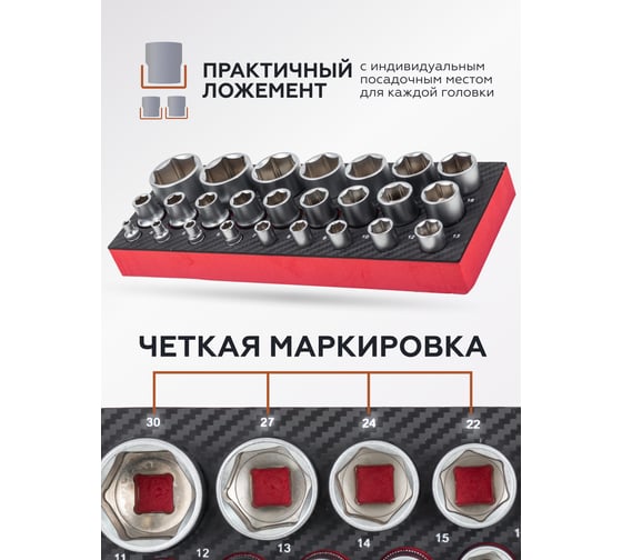 Головки 1/4"DR, 1/2"DR, набор 25 предметов, 6гр. FORSTIME FT-50121G(57686)