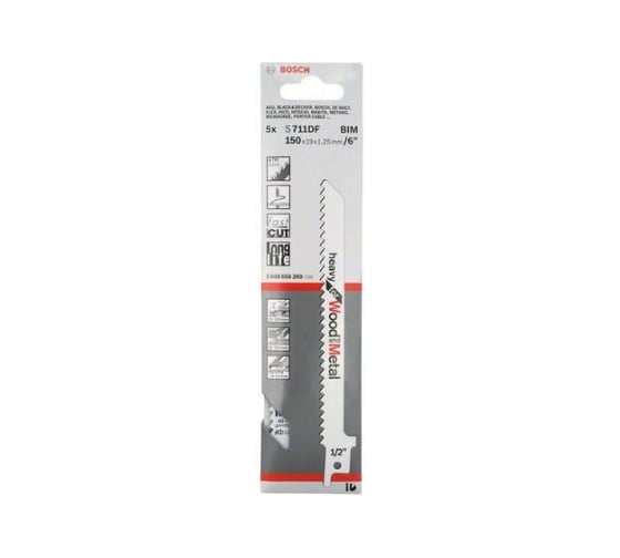 Полотно ножовочное 5 шт по дереву и металлу S 711 DF Bosch 2608656260