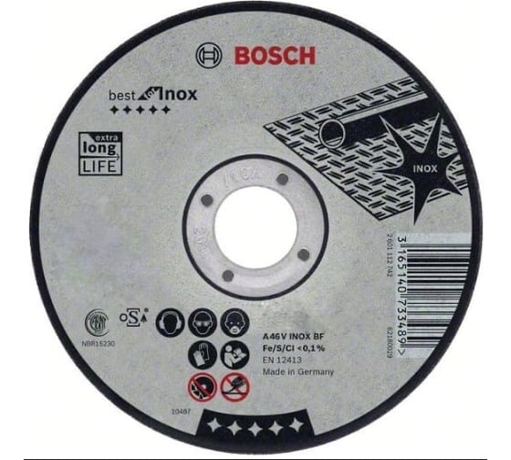 Отрезной круг (115 x 2,5; прямой) по нержавеющей стали Best Bosch 2608603502 1