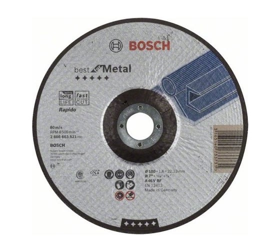 Отрезной круг (180 x 1,6; вогнутый) по металлу Best Bosch 2608603521