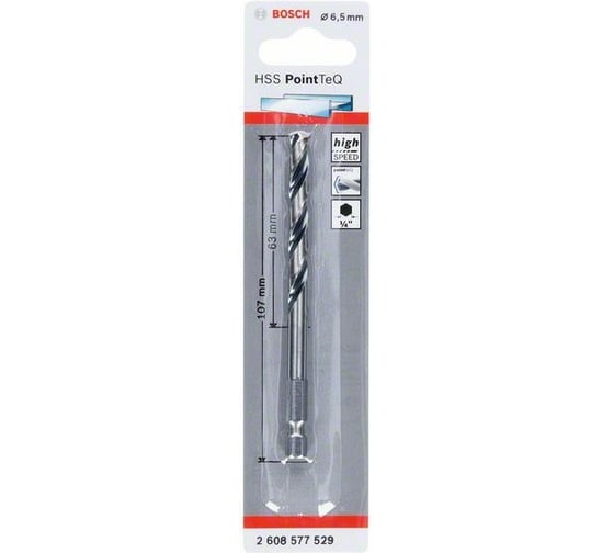 Сверло (HEX 6.5 мм; 1 шт) HSS PointTeQ Bosch 2608577529