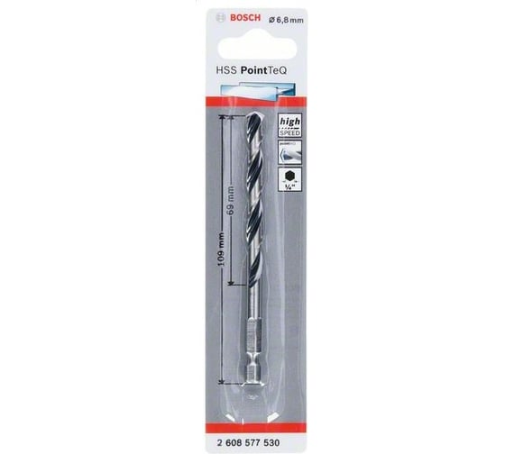 Сверло (HEX 6.8 мм; 1 шт) по металлу HSS PointTeQ Bosch 2608577530 1