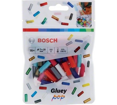 Клеевые стержни (7 x 20 мм; 70 шт; цветные) для Gluey POP Bosch 2608002011