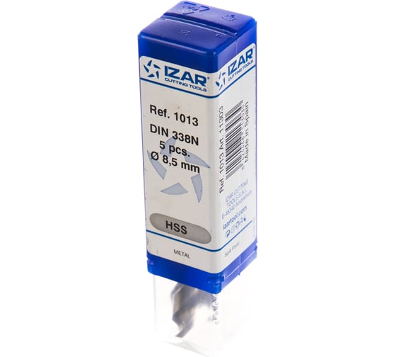 Сверло по металлу DIN338N (5 шт; 8.5х117х75 мм; HSS-G) IZAR 11303