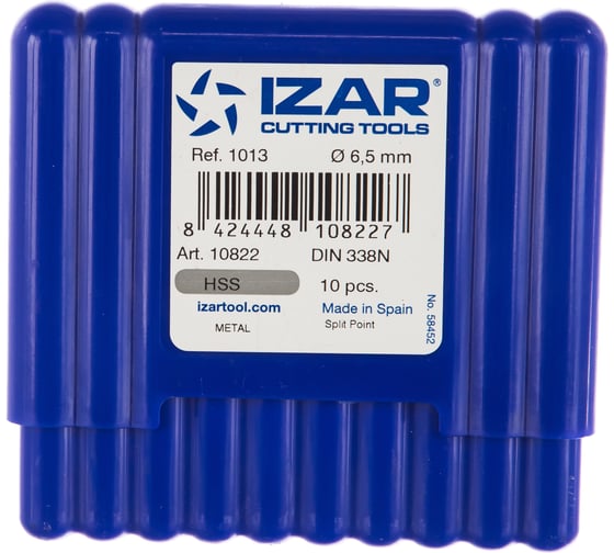 Сверло по металлу DIN338N (10 шт; 6.5х101х63 мм; HSS-G) IZAR 10822