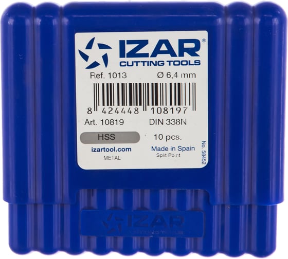 Сверло по металлу DIN338N (10 мм; 6.4х101х63 мм; HSS-G) IZAR 10819