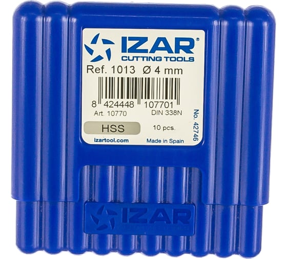 Сверло по металлу (10 шт; 4х75х43 мм; HSS-G) IZAR 10770