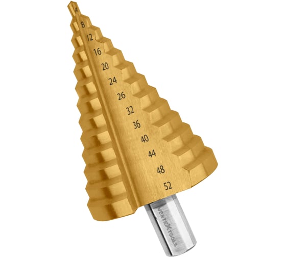 Сверло по металлу ступенчатое 4-52 мм vertextools 4-52 1