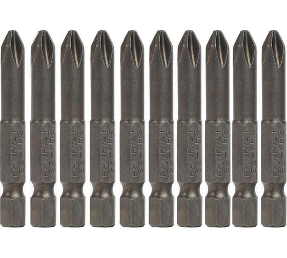 Биты в пластиковом боксе (10шт; PH2; 50 мм) PATRIOT 350006550