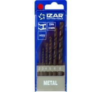Набор сверл по металлу (6 шт;  2-8 мм; DIN338; HSS) IZAR 25365