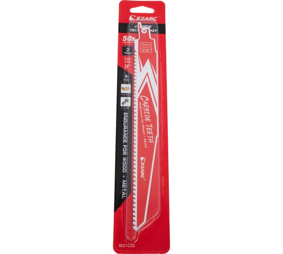 Полотно универсальное карбидное по металлу и дереву 6TPI 225 мм, 3 шт, для сабельной пилы Ezarc 8021C05 1