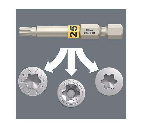 Набор бит для работ по дереву Bit-Check 6 Wood TORX HF 1 SB,  6 предметов, 1/4", 50 мм, TX 2x20, 2x25, 30, 40 WERA WE-073639