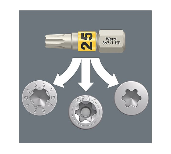 Набор бит с битодержателем Rapidaptor, для работ по дереву Bit-Check 12 Wood TORX HF 1 SB 12 предметов, 1/4", C6.3, PZ / TX HF / TX WERA WE-073641