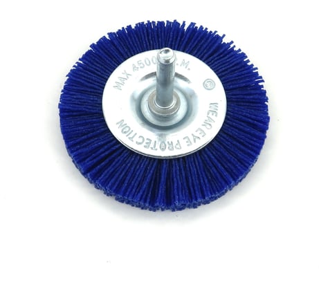 Щетка дисковая 75x10 мм, c хв-м д6x30 мм, ворс синий полимер абразив P120, до 4500 об/мин (код 13-053) EuroBrush EB-D75P120