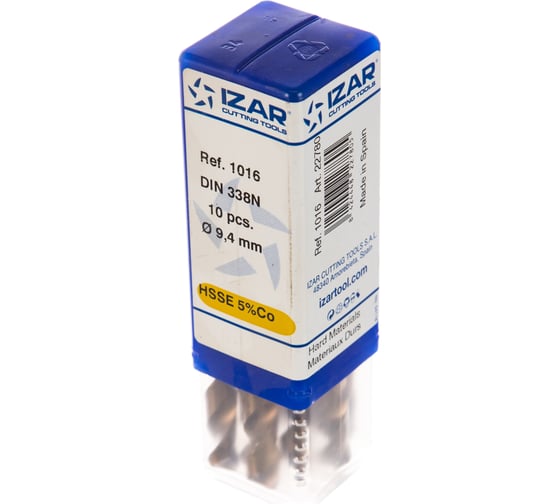 Сверло по металлу DIN338N (10 шт; 9.4х125х81 мм; HSSЕ-Со5) IZAR 22780