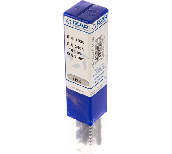 Сверло по металлу удлиненное DIN340N (10 шт; 6.5х148х97 мм; HSS) IZAR 11768