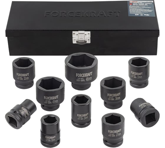 Головки ударные, набор 10 шт, 3/4"DR, 6-гр. Forcekraft FK-6101-5MPB(57471)