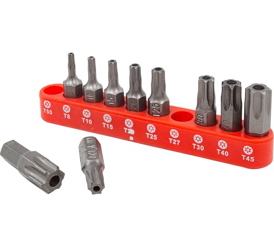 Набор вставок 1/4"DR TORX с магнитными держателями (10 шт; T8H-T50H; 25 мм) Rockforce RF-21022T(1280)