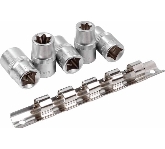 Набор головок 1/2DR звездочка (5 шт; Е12-20) ROCKFORCE RF-4053(1396)