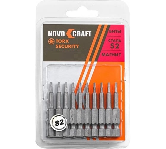 Биты для шуруповерта Torx Security 50 мм, TXH7, сталь S2, 10 шт NOVOCRAFT B45-21-05007S 1
