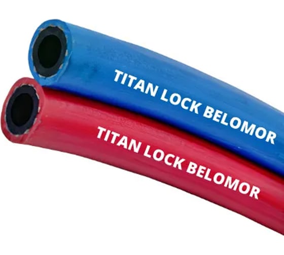 Рукав для сварки «BELOMOR» двойной (синий/красный), 6 мм, 20 bar, 30 м TITAN LOCK TL006BM_30