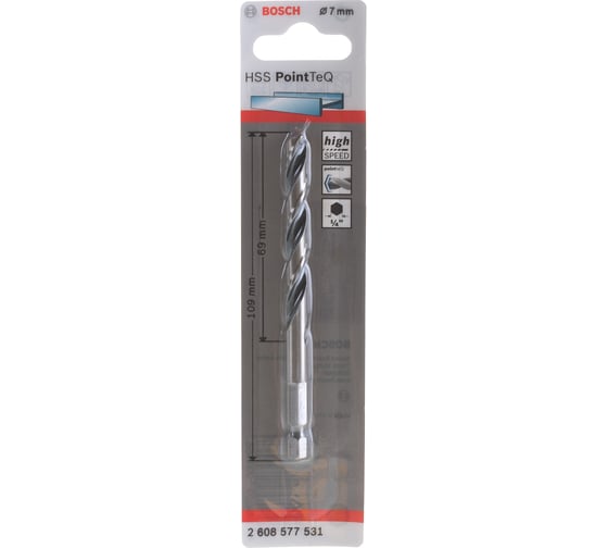 Сверло HSS PointTeQ (HEX; 7 мм) Bosch 2608577531