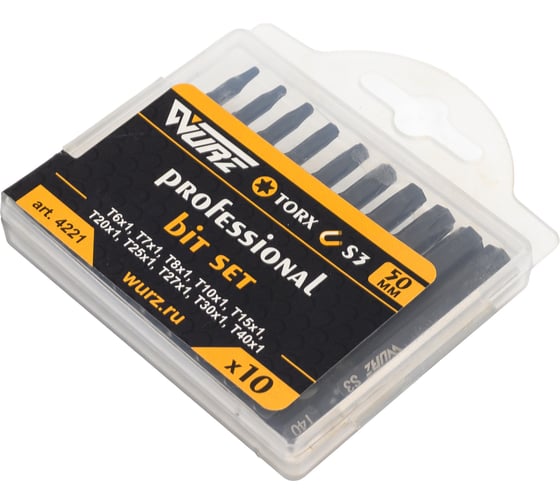 Набор магнитных бит TORX 50 мм, Т5-Т30, 10 шт WURZ 4221 1