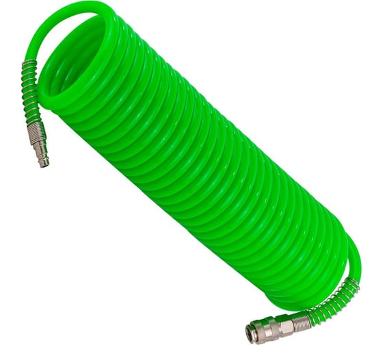 Шланг витой полиуретановый с быстроразъемами 14х10 мм, 20 м Rockforce RF-1410-20Green(58012)