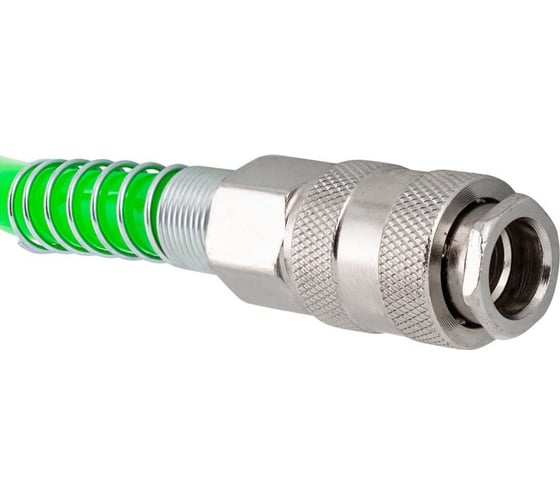 Шланг витой полиуретановый с быстроразъемами 14х10 мм, 20 м Rockforce RF-1410-20Green(58012)