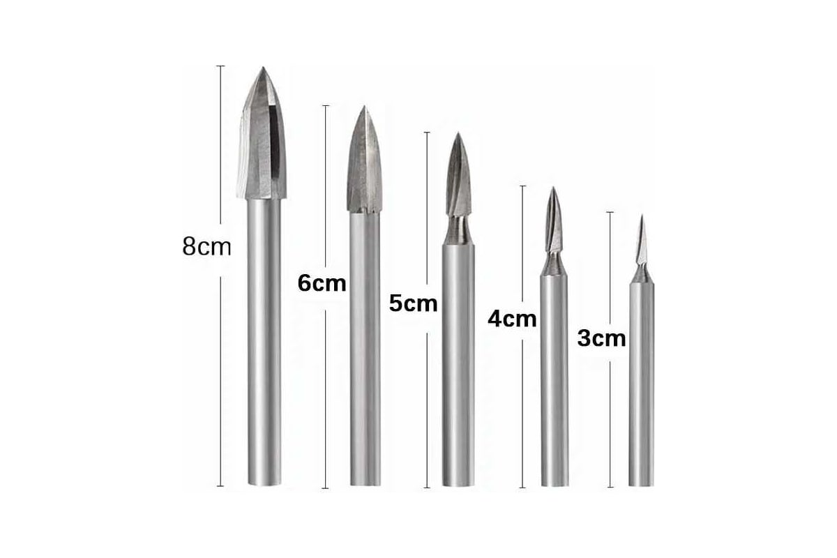 Гравировальные резцы по дереву для дрели, гравера, бормашинки (сверла для  резьбы по дереву) Genler 25043