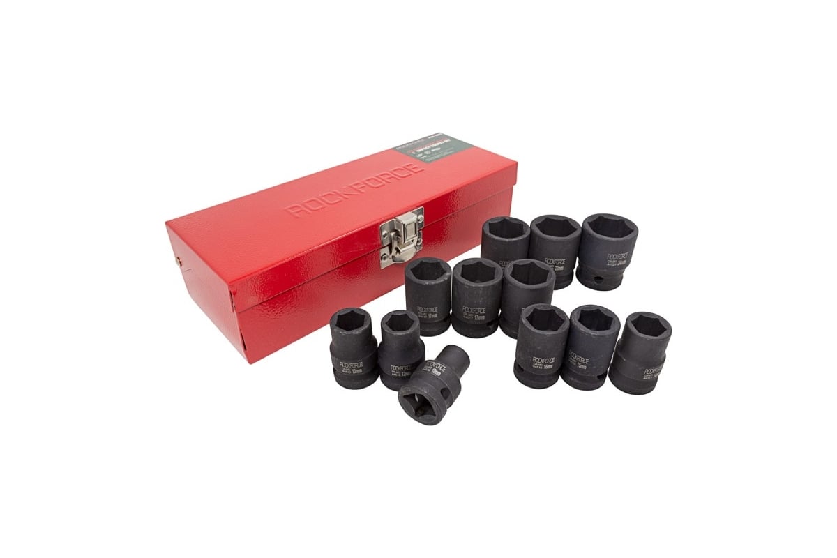 Набор головок ударных 6-гранных 1/2"DR, 12 предметов, кейс Rockforce RF ...