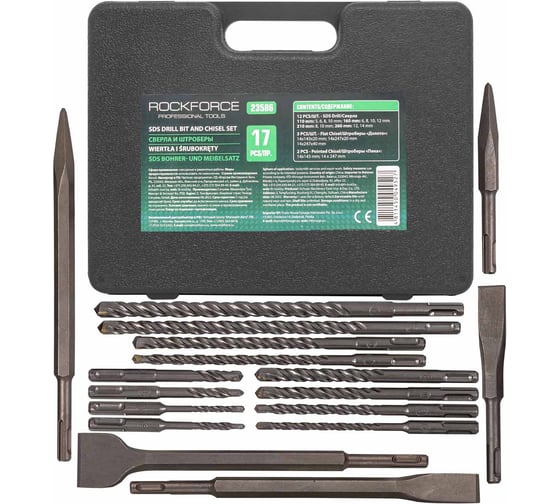Набор сверл и штроберов Rockforce 17 предметов, в блистере RF-23586(51987) 1