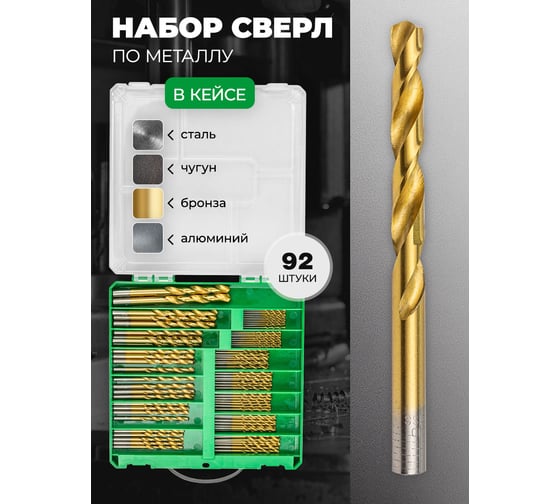 Набор сверел по металлу 93 предмета, кейс Rockforce RF-924U93(57273)