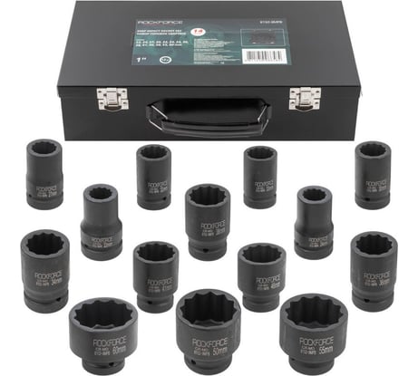 Набор головок ударных глубоких 12-гранных 1"DR, 14 предметов Rockforce RF-8152-9MPB(55008)